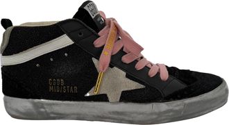 Golden Goose Mid-Star High-Top Sneakers in Black Suede