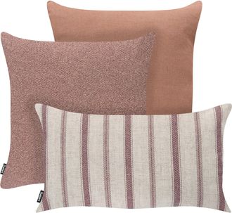 Beliani Conjunto De 3 Cojines Decorativos Para Exterior Accesorios De Jard&iacute;n Rojo Claro Manzanit