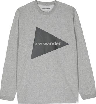 And Wander logo-print T-shirt - unisex - Polyester/Cotton - M - Grey