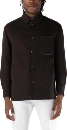 Hev&ograve; Omkeerbare Trenchcoat Barid Stijl - Heren - Casual Overhemden - Bruin - L - Wol - Overhemden