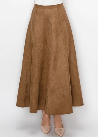 YAL New York Suede Look Skirt in Camel
