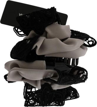 Dolce & Gabbana Bloemenkant Haarclip - Dames - Haaraccessoires - Grijs - ONE Size - Katoen - Accessoires