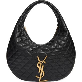 Saint Laurent Icare Quilted Leather Hobo Bag in Noir at Nordstrom