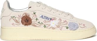 Autry Dallas floral-embroidered sneakers - Neutrals