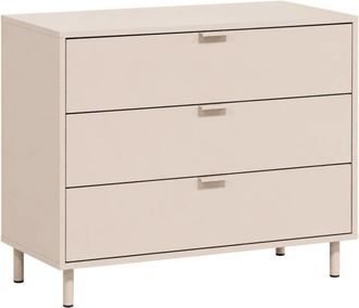 Sweeek C&oacute;moda de madera y metal con 3 cajones, beige
