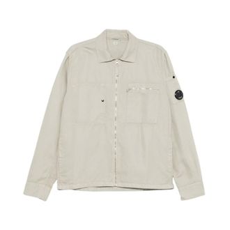 C.P. Company Light Jackets, male, Gray, Size: XL Zipped Lens Jacket