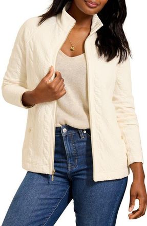 Tommy Bahama Aruba Cable Stitch Full Zip Sweatshirt in Coconut at Nordstrom, Size X-Small