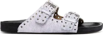 Isabel Marant double-buckle denim sandals - women - Calf Leather/Calf Leather/Cotton - 39 - Purple