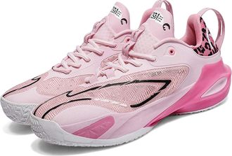 Generic Unisex Basketball Shoes Breathable Rebound Anti Slip Wear-Resistant Shock-Absorbing Fashionable Sports Boots Walking Shoes(Pink,5.5 UK)