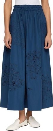 Lafayette 148 New York Embroidered A-Line Midi Skirt