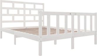 vidaXL vidaXL Bed Frame without Mattress White Solid Wood Pine King Size