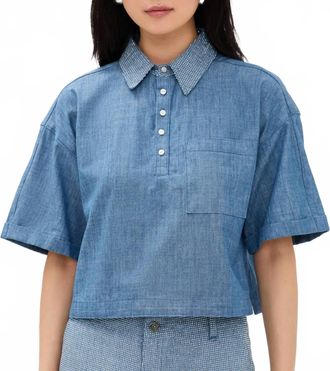 Cinq à Sept Chambray Arno Top In Medium Blue