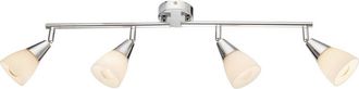 Globo Lighting Foco De Techo Tipo Barra Con Pantalla De Cristal Opalino Cromado, 4 Bombillas E14