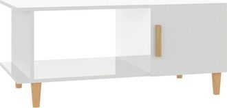 vidaXL Vidaxl - Mesa De Centro Madera Contrachapada Blanco Brillo 90x50x40 Cm