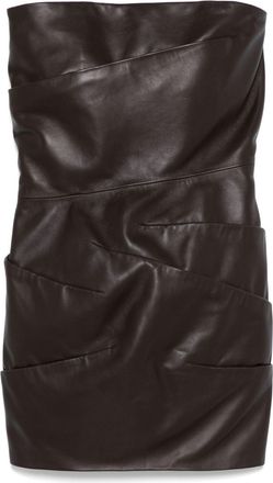 The Attico Strapless Draped Mini Dress - Womens - Lambskin/Viscose