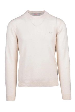 Sun 68 White Fine-Knit Crewneck Pullover