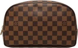 Louis Vuitton Pre-owned Vintage Damier Ebene Canvas Clutch - Dames - Vintage Accessoires - Bruin - ONE Size - Vintage