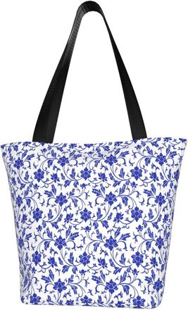AOOEDM Purple Flower Reusable Grocery Bag Shopping Bag Casual Shoulder Bag Handbag for Men Women ECO Market Bag Beach Bag Travel Totes