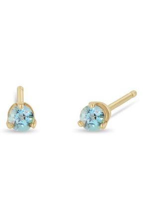 Zo&euml; Chicco 14K Gold Stone Stud Earrings in Yellow Gold/Aquamarine at Nordstrom