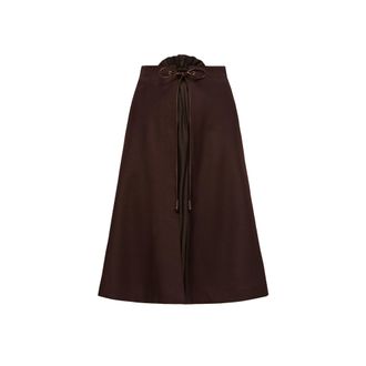 Moncler Moncler Wool Gabardine Midi Skirt, Women, Brown, Size: 38