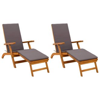vidaXL Recliner Y Tumbona Plegable 2 Pcs Gris 55 X 146 X 91 Cm Vidaxl