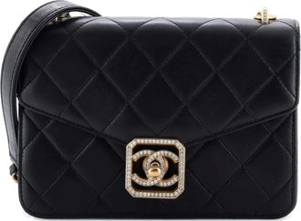 Chanel Crystal Geometric Frame CC Flap Bag Quilted Calfskin Mini crossbody bag - Nero