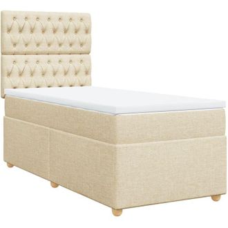vidaXL Vidaxl - Cama Box Spring Con Colch&oacute;n Tela Color Crema 90x190 Cm