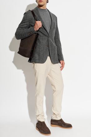 Eleventy Herringbone Patterned Blazer, Mens, Grey