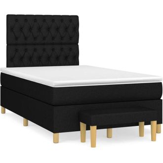 vidaXL Cama Box Spring Con Colch&oacute;n Tela Negro 120x190 Cm Vidaxl
