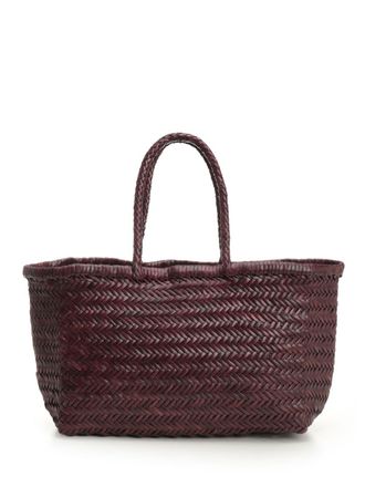 Dragon Diffusion Large Woven Leather Basket Handbags Bordeaux