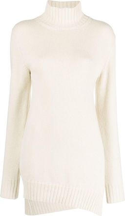 Jil Sander asymmetric-hem jumper - women - Virgin Wool/Yak - 34 - Neutrals