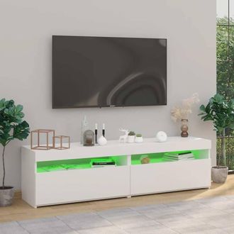Berkfield Home TV Cabinets 2 pcs with LED Lights White 75x35x40 cm | Size: 75 x 35 x 40 cm