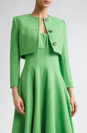 Emilia Wickstead Lizette Crop Wool Jacket in Fresh Green at Nordstrom Rack, Size 4 Us / 8 Uk
