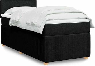 vidaXL Cama Box Spring Con Colch&oacute;n Tela Negro 80x200 Cm Vidaxl
