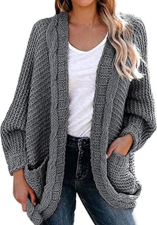 Generic Sweater Jacket Womens Oversized Cardigan Womens Chunky Knit Cotton Knitted Jumper Long Sleeve Knitted Coat Elegant Chunky Knit Cardigan Open Knitted C