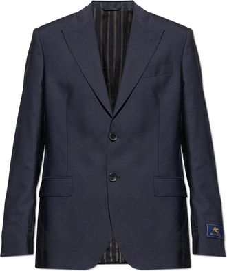 Etro Wollen Blazer met Enkele Split - Heren - Blazers - Blauw - XL - Wol - Jassen