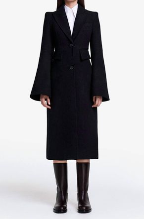 Smythe Pagoda Brando Trumpet Sleeve Coat In Black