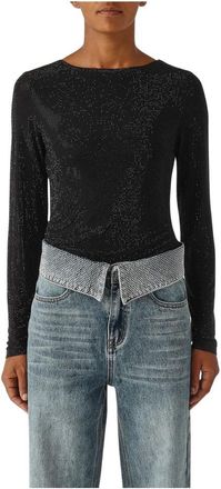 Twentyfourhaitch Truien & Vesten, Dames, Zwart, M, Polyester, Arches Crystal Mesh Bodysuit