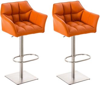 Clp Set De 2 Taburetes De Bar Damaso Naranja Acero Inoxidable