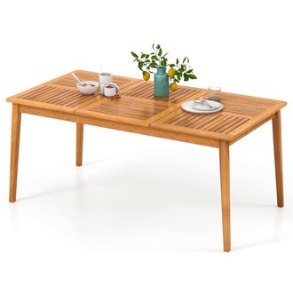 Costway Costway Patio Table Outdoor Acacia Wood Dining Table for 6 People-Natural in Natural