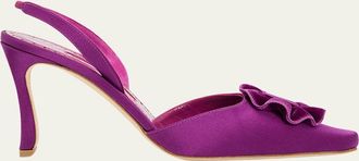 Manolo Blahnik 90mm Caulosli Satin Slingback Pumps