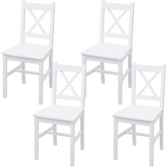 Hhg Non utilizzato] Set 4x sedie country classica cucina soggiorno HHG 481 legno massello 42x40x86cm bianco