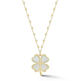 Ember Fine Jewelry 14K Gold Mother of Pearl Clover Necklace