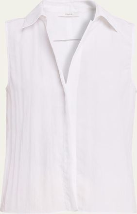 Vince Sleeveless Boxy Button-Front Shirt