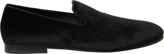 Dolce & Gabbana Black Velvet Loafers Formal Mens Shoes