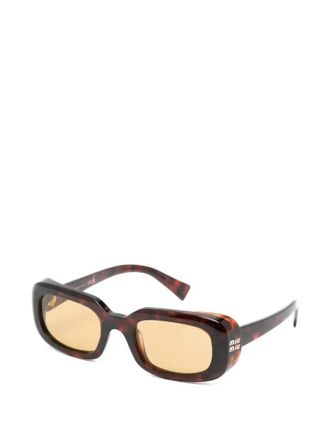 Miu Miu Eyewear SMUB13 Tortoiseshell Rectangular Sunglasses - Brown