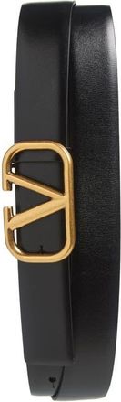 Valentino Garavani VLOGO Buckle Leather Belt in Black at Nordstrom, Size 115
