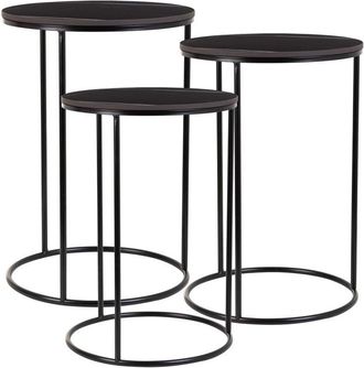Wanderlust Deco Wanderlust Deco - Mesas Set 3pzas De Metal Negro 29x29x46h-34x34x52h-39x39x57h Cm