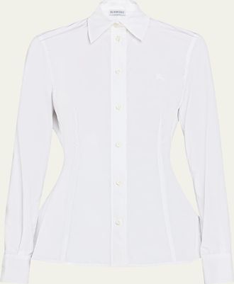 Burberry Eliza Poplin Peplum Button-Down Shirt