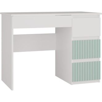 Topeshop Meso - Escritorio/habitaci&oacute;n Infantil De Estilo Moderno - 98x51x76 Cm - 4 Cajones A La Derecha - Blanco Y Verde